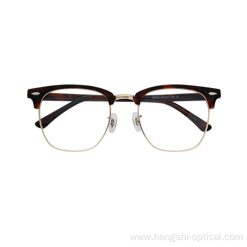 Half-Rim Men Fashion Cool Vintage Retro Metal Acetate Optical Eyewear Frames